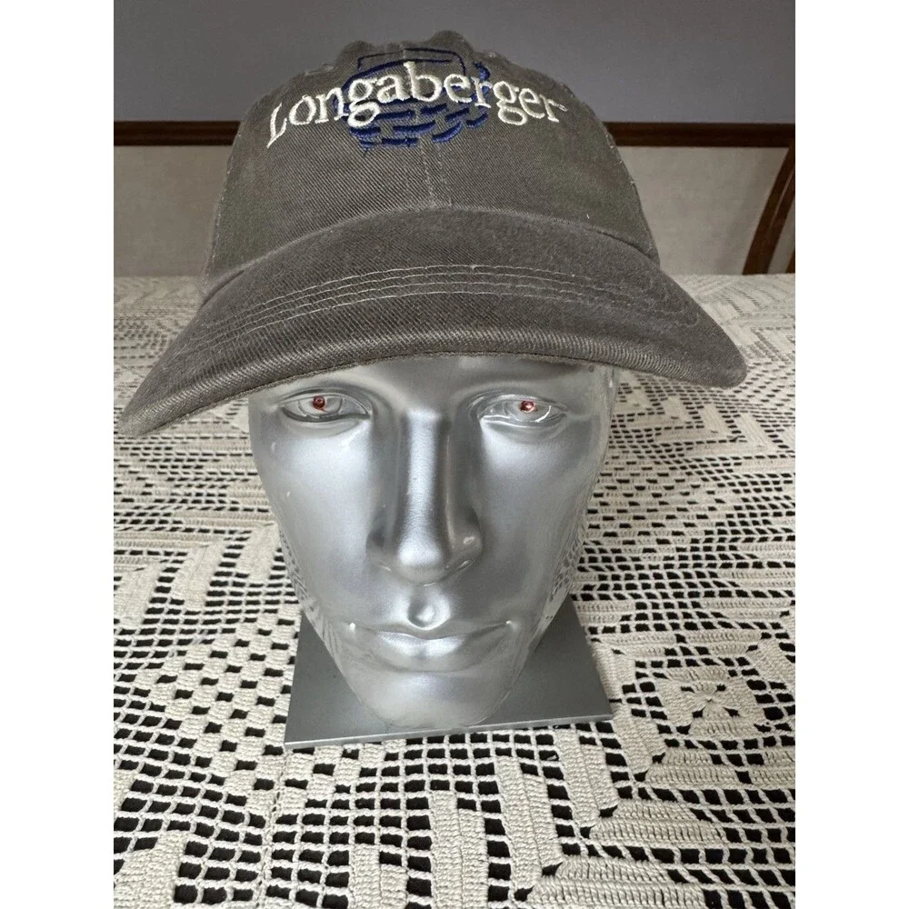 Head Vintage Cap Longaberger Baseball Hat Olive Green‎ Adult With American Flag